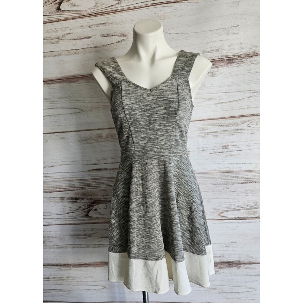 Brixton Ivy Fit and Flare Gray and Cream Sleeveless Dress sz S